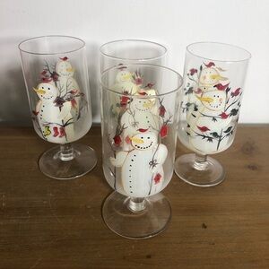 Certified International Twilight Snowman Christmas drinking glasses